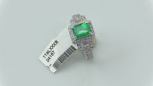 18KW Gold Emerald Diamond  Ring, Size 6.75, this is New Item #R0628D