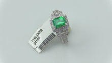 18KW Gold Emerald Diamond  Ring, Size 6.75, this is New Item #R0628D