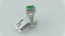 18KW Gold Emerald Diamond  Ring, Size 6.75, this is New Item #R0628D