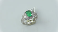 18KW Gold Emerald Diamond  Ring, Size 6.75, this is New Item #R0628D