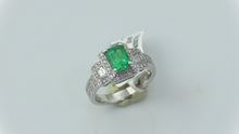 18KW Gold Emerald Diamond  Ring, Size 6.75, this is New Item #R0628D