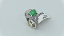 18KW Gold Emerald Diamond  Ring, Size 6.75, this is New Item #R0628D