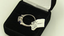 Classic Ladies 14k White Gold Round Diamond and Blue Sapphire Ring, Sz. 5.5 pre-owned item #296315