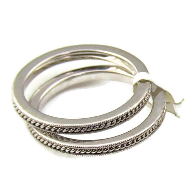 Set of 2 - Ladies 18K White Gold Bands SZ 5.75 - 3.2DWT #V37696