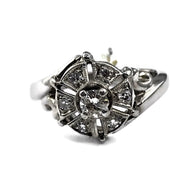 Antique 14K White Gold 0.25CTW 7 Diamond Flower Cluster Ring