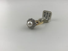 Vintage 14K Yellow Gold Pearl & Diamond Ring 3.3g, Sz.5.75 #v18722