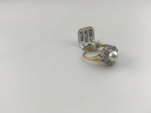 Vintage 14K Yellow Gold Pearl & Diamond Ring 3.3g, Sz.5.75 #v18722