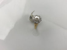 Vintage 14K Yellow Gold Pearl & Diamond Ring 3.3g, Sz.5.75 #v18722