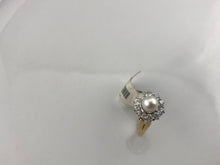 Vintage 14K Yellow Gold Pearl & Diamond Ring 3.3g, Sz.5.75 #v18722