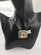 Sterling Silver with 18K Gold Accent Lime Quartz Pendant