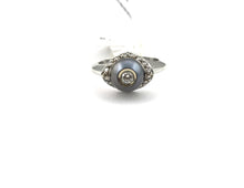 Galatea Tahitian Pearl Ring with .40CTW Diamond in 14KW Gold, New item #v37535.sc