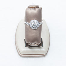 18K White Gold Genuine .73CT RBC Diamond Halo Engagement Ring Size 6.5, New Item #R9387/D65A