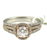 Diamond Engagement Ring with Round Cut Center Stone in 14K White and Rose Gold 4.9Gr., Sz. 6.75, New item #R8143B4550